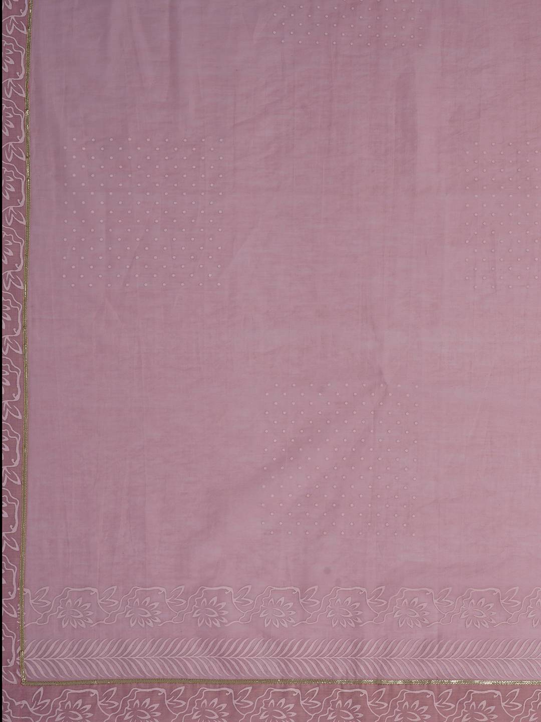 Chanderi Unstitched 3-Piece Suit Set with Lace Work, Printed Palazzo and Dupatta.(Pink)