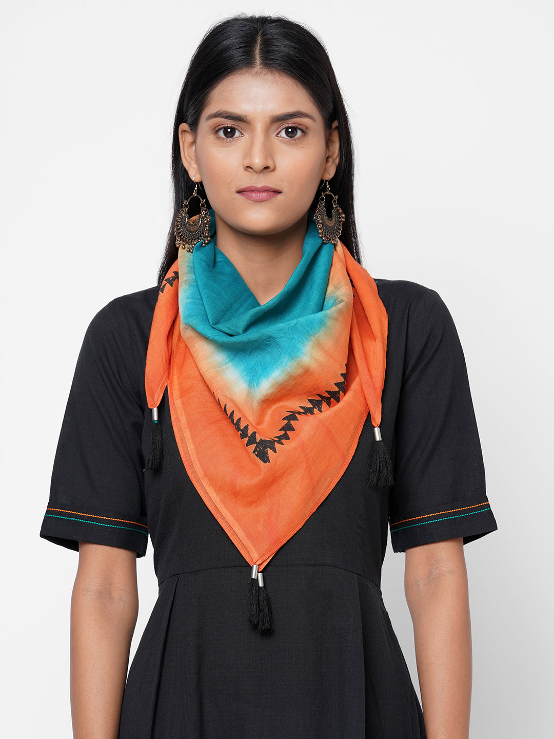 So co and jcrd border dress with tie dye stole