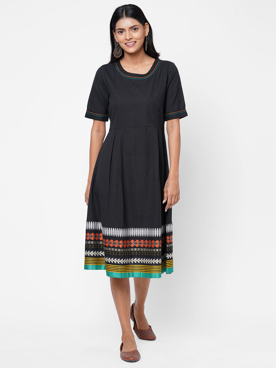 So co and jcrd border dress with tie dye stole