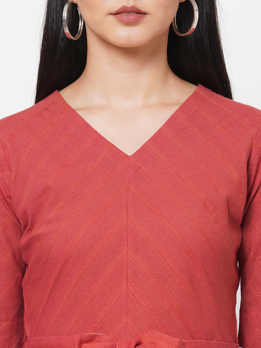 Cotton woven dress with belt