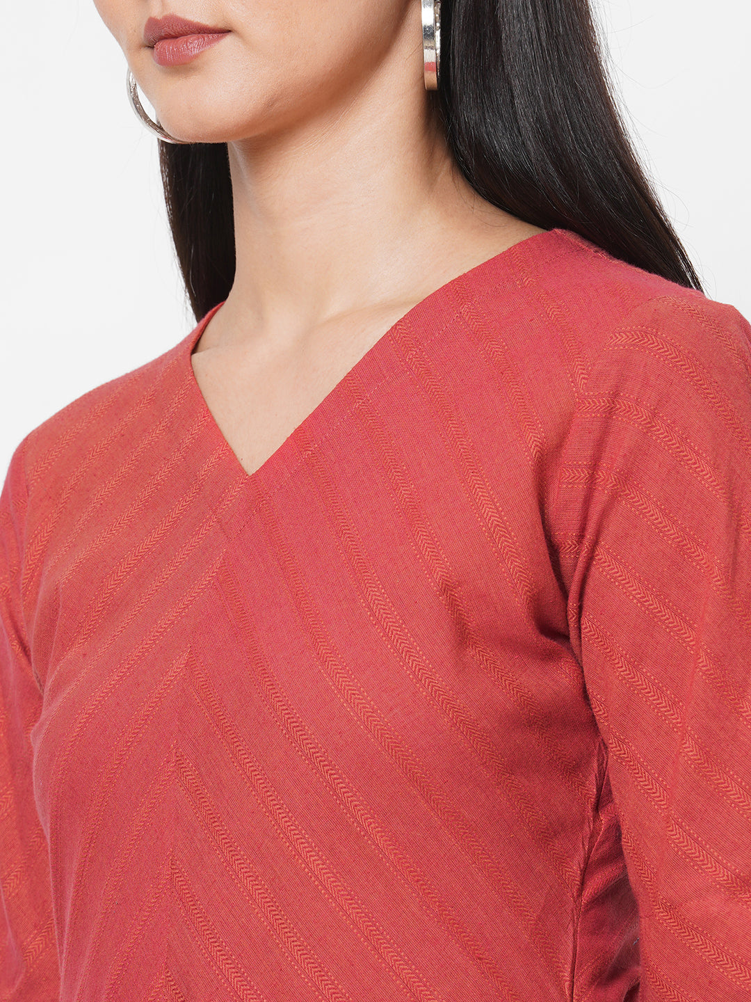 Cotton woven dress with belt