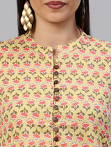 Printed Flared cotton Kurta with puff sleeves