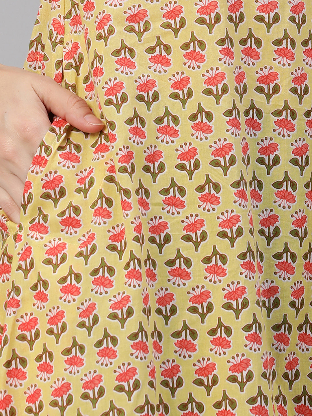 Printed Flared cotton Kurta with puff sleeves