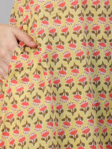 Printed Flared cotton Kurta with puff sleeves