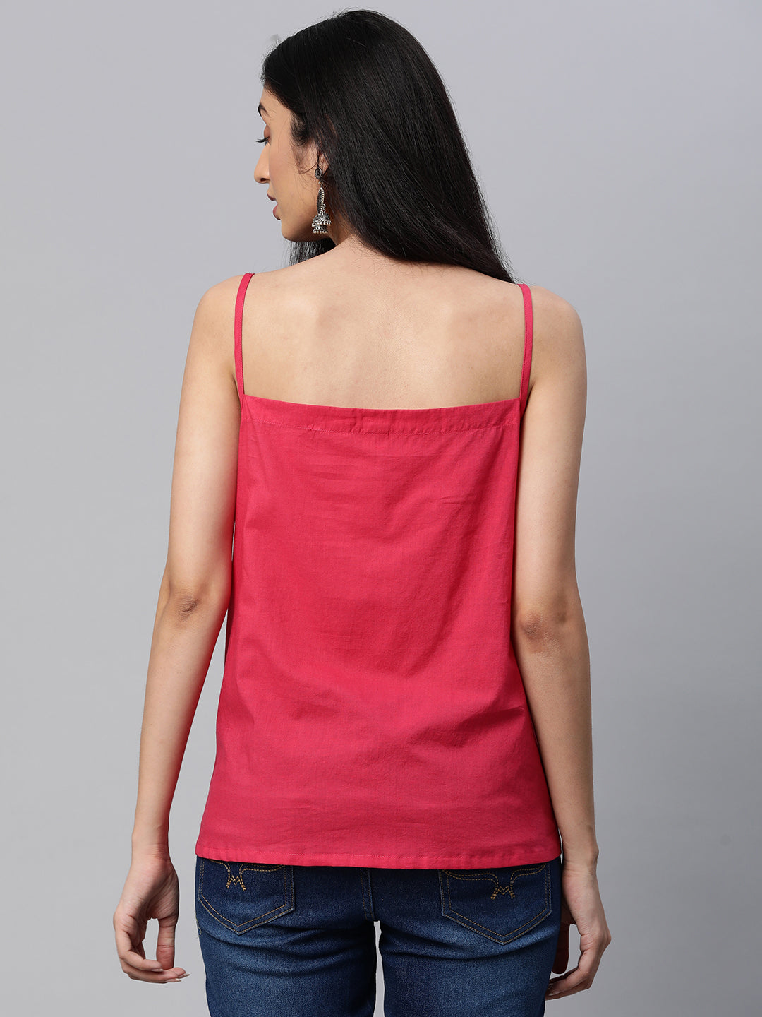 Printed full sleeves tiered cotton top with button detailing