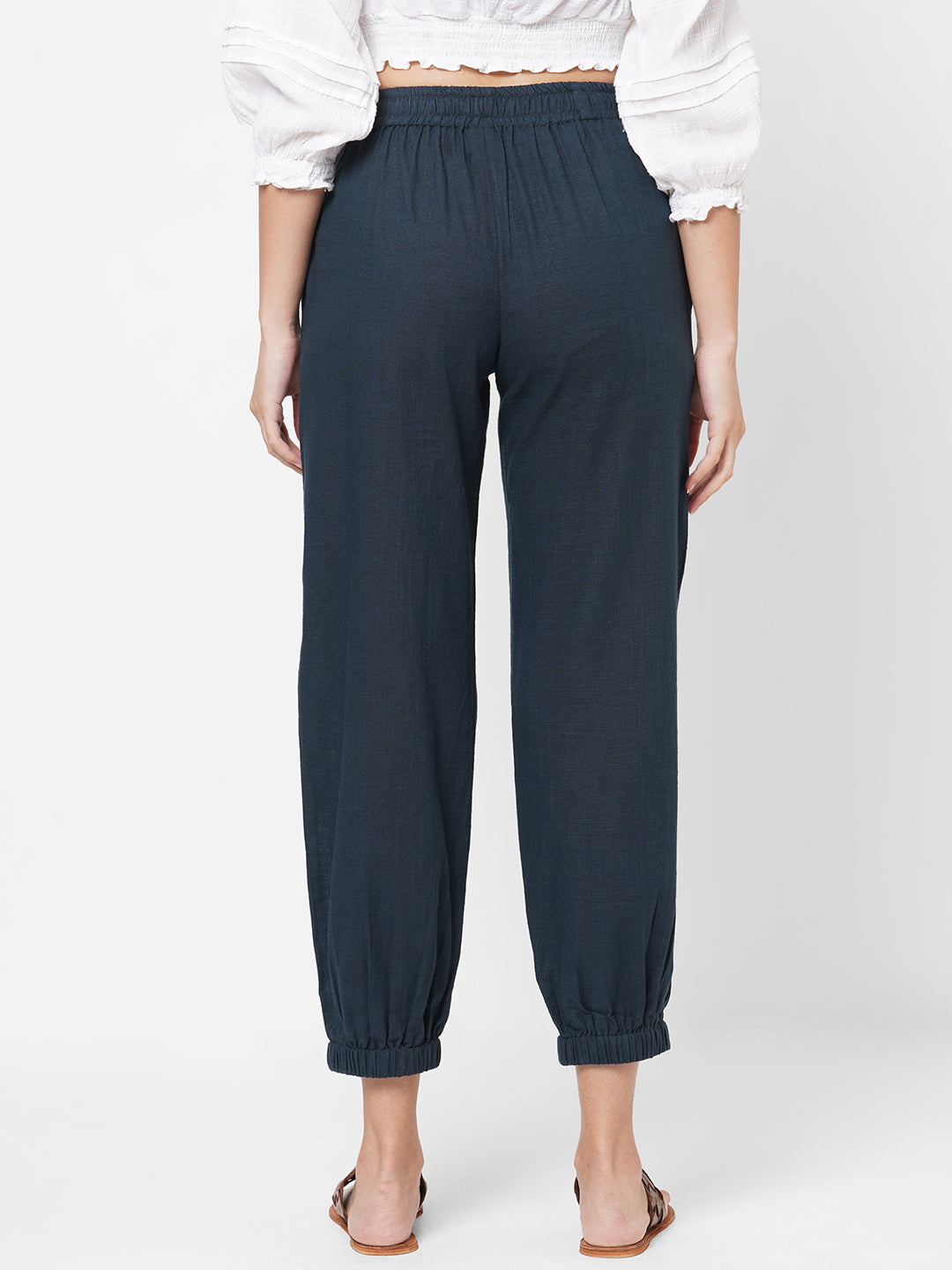 Elasticated Cotton harem pant (Blue)