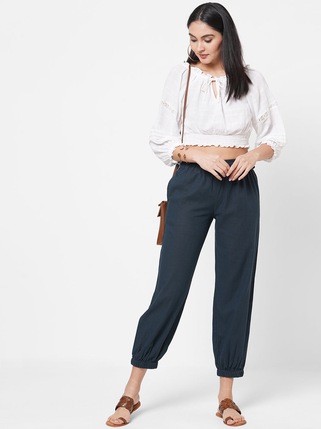 Elasticated Cotton harem pant (Blue)