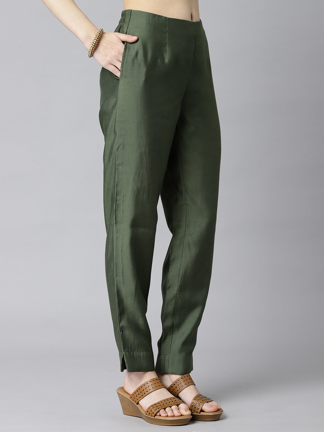 Party Edit- A line silk blend kurta with embroidered neck paired with dupatta and self tone bottom