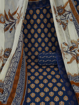 Blue Unstitched printed suits set with co-ordinated with printed dupatta.