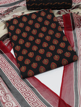 Black Unstitched printed suits set with co-ordinated with printed dupatta.