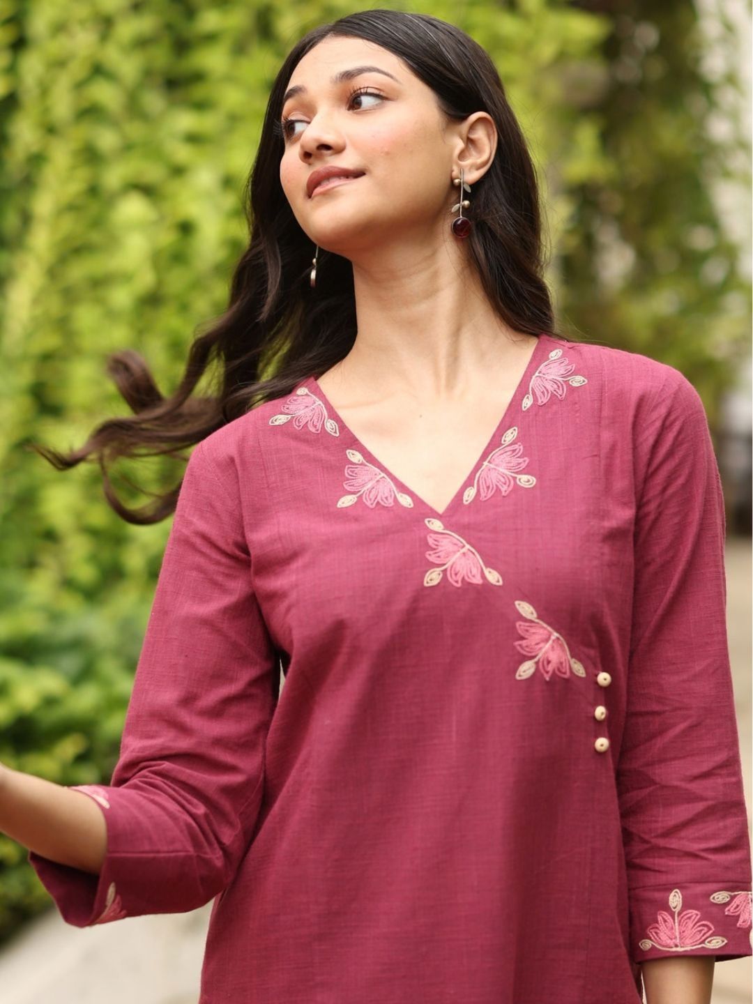 Shoulder Princess Cotton Angarakha Kurta with Cordwork Embroidery.