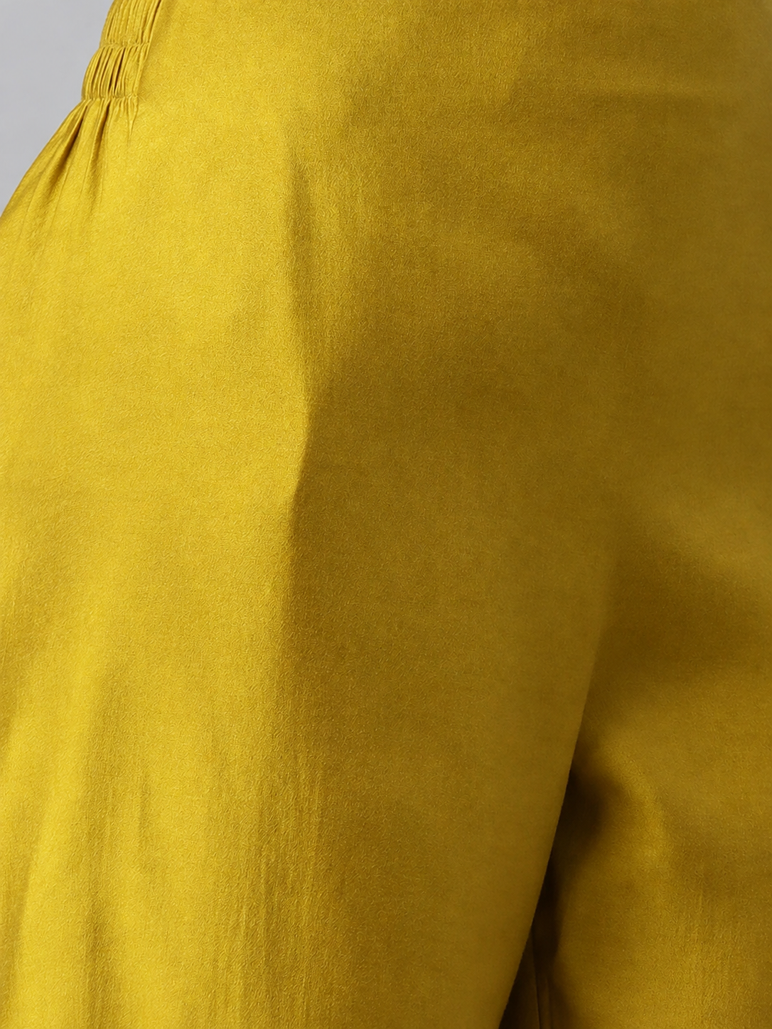 Straight Fit Silk Blend Kurta Set with Zari Embroidery & Sequins work, Plain Matching Palazzo.(Yellow)