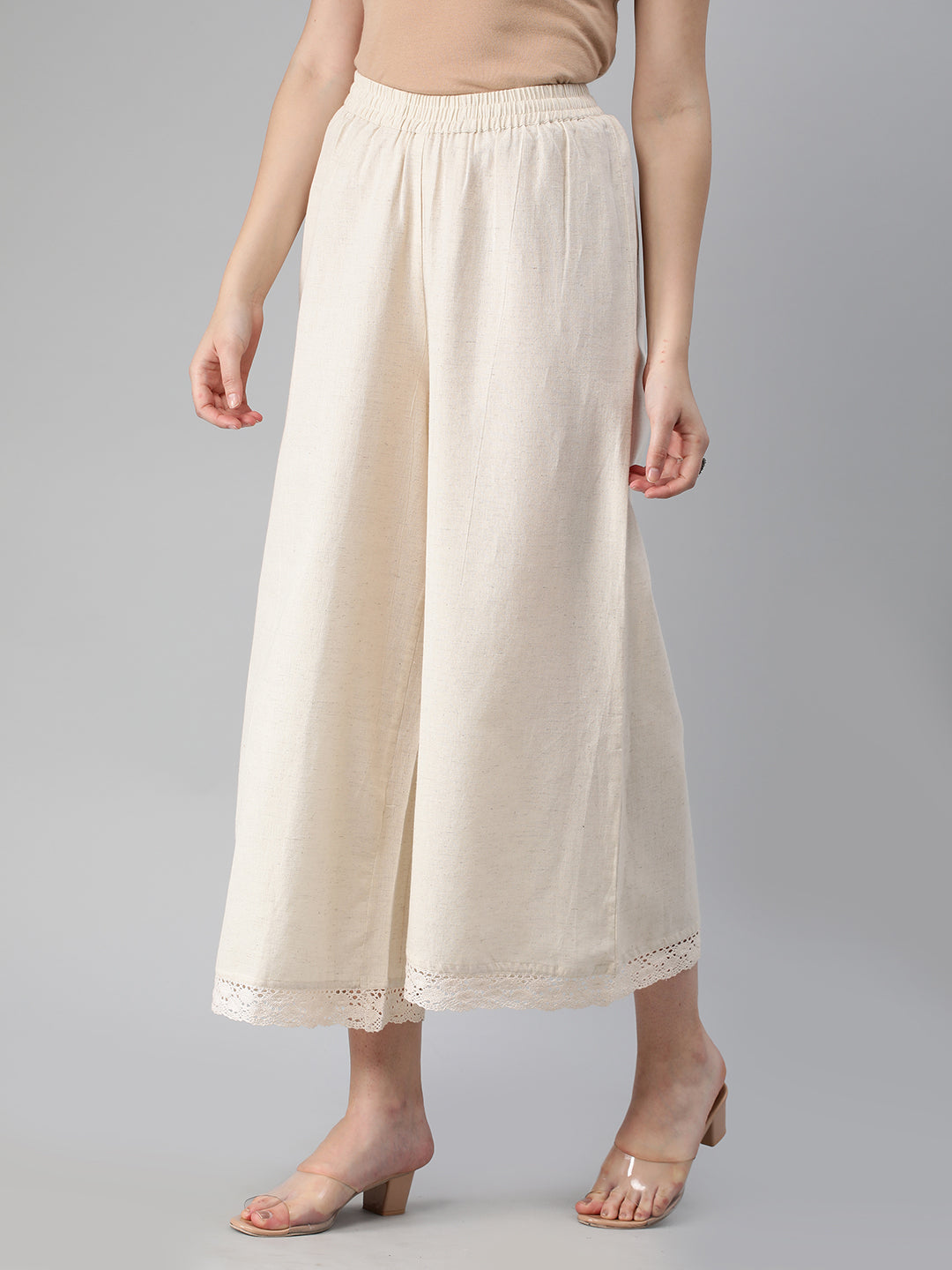 Flex palazzo with lace detailing in hem.