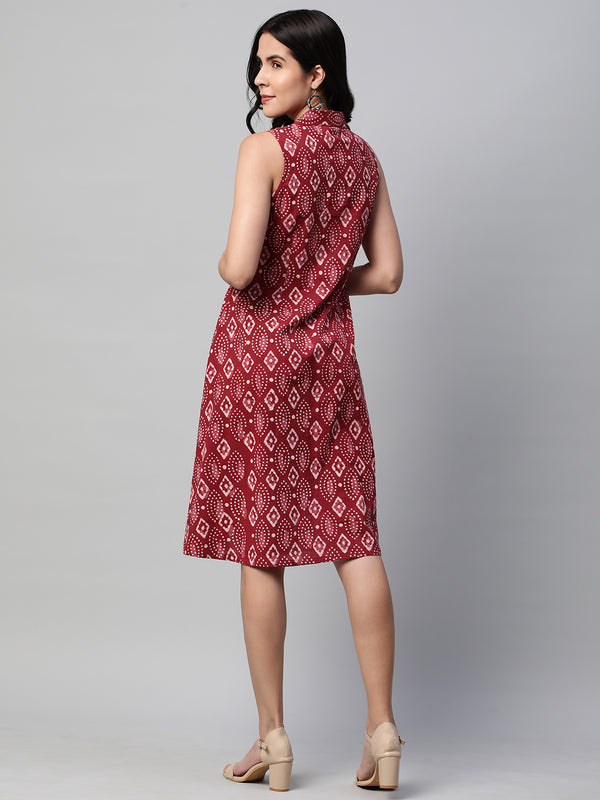 Udaan - A line sleeveless cotton bagru printed dress.
