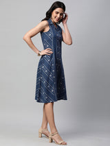 Beauty & Biz - A line sleeveless dress in woven cotton fabric with a side pocket.