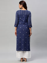 Leher - Straight fit dobby kurta with handwork detailing.