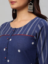 Leher - Straight fit dobby kurta with handwork detailing.