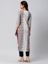 Straight cut kurta in engineered cotton print.