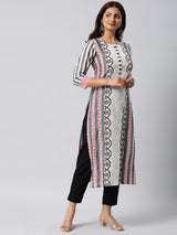 Straight cut kurta in engineered cotton print.