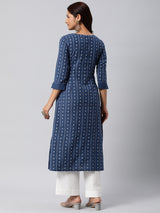 Leher - A Line kurta in woven cotton fabric with intricate detailing.