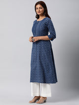 Leher - A Line kurta in woven cotton fabric with intricate detailing.