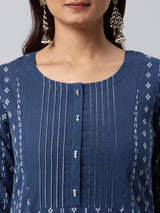 Leher - A Line kurta in woven cotton fabric with intricate detailing.