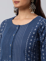 Leher - A Line kurta in woven cotton fabric with intricate detailing.