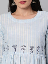 A cotton top with block placement details