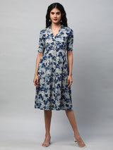 A-line cotton printed dress with pocket