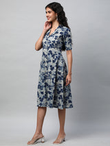 A-line cotton printed dress with pocket