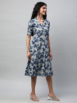 A-line cotton printed dress with pocket