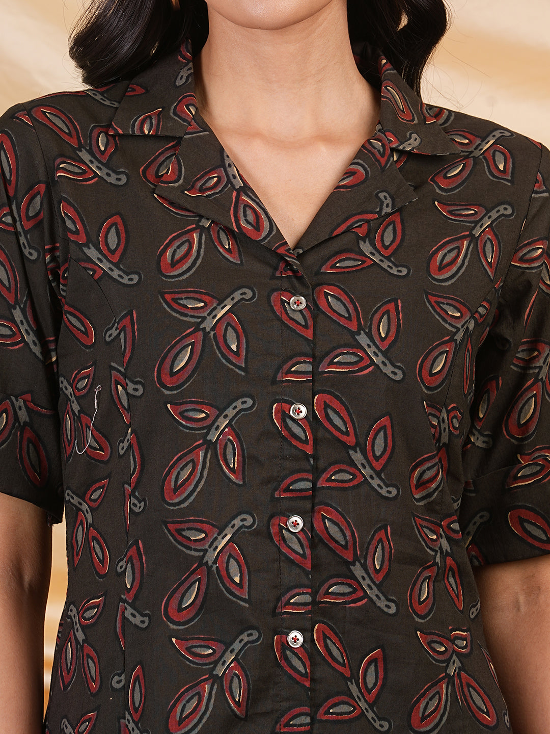 A-line cotton printed dress with pocket