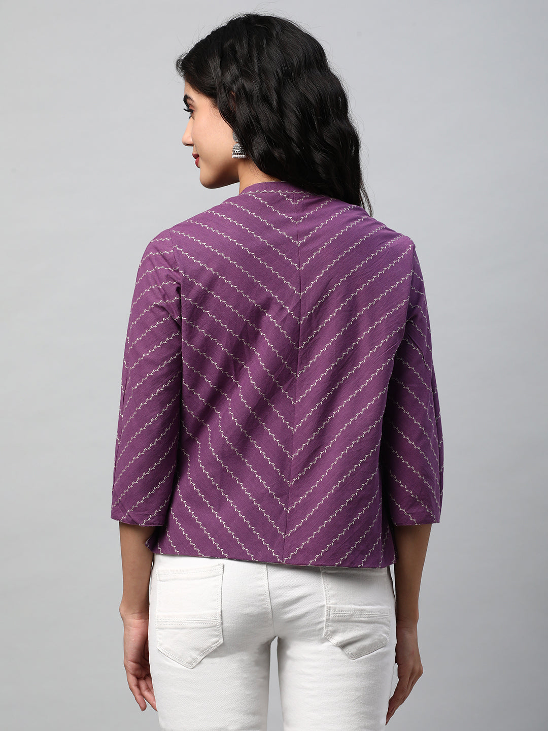 Reversible Short Jacket with Floral hand crafted dhabu block print