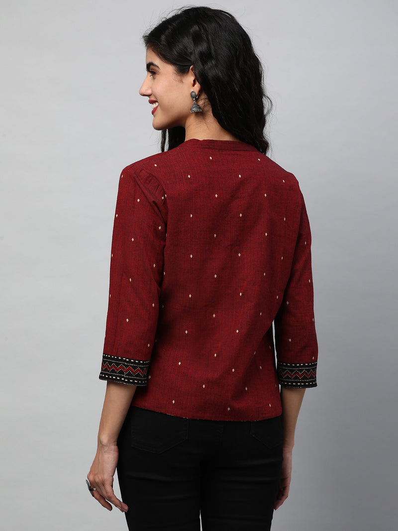 Reversible Short Jacket with traditional hand crafted dhabu block print.