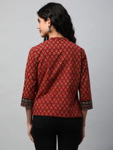 Reversible Short Jacket with traditional hand crafted dhabu block print.