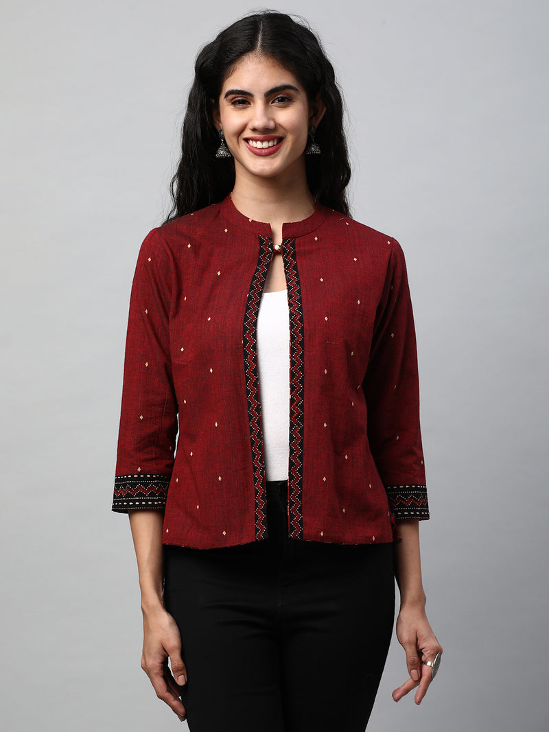 Reversible Short Jacket with traditional hand crafted dhabu block print.