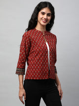 Reversible Short Jacket with traditional hand crafted dhabu block print.