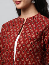 Reversible Short Jacket with traditional hand crafted dhabu block print.