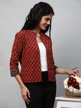 Reversible Short Jacket with traditional hand crafted dhabu block print.