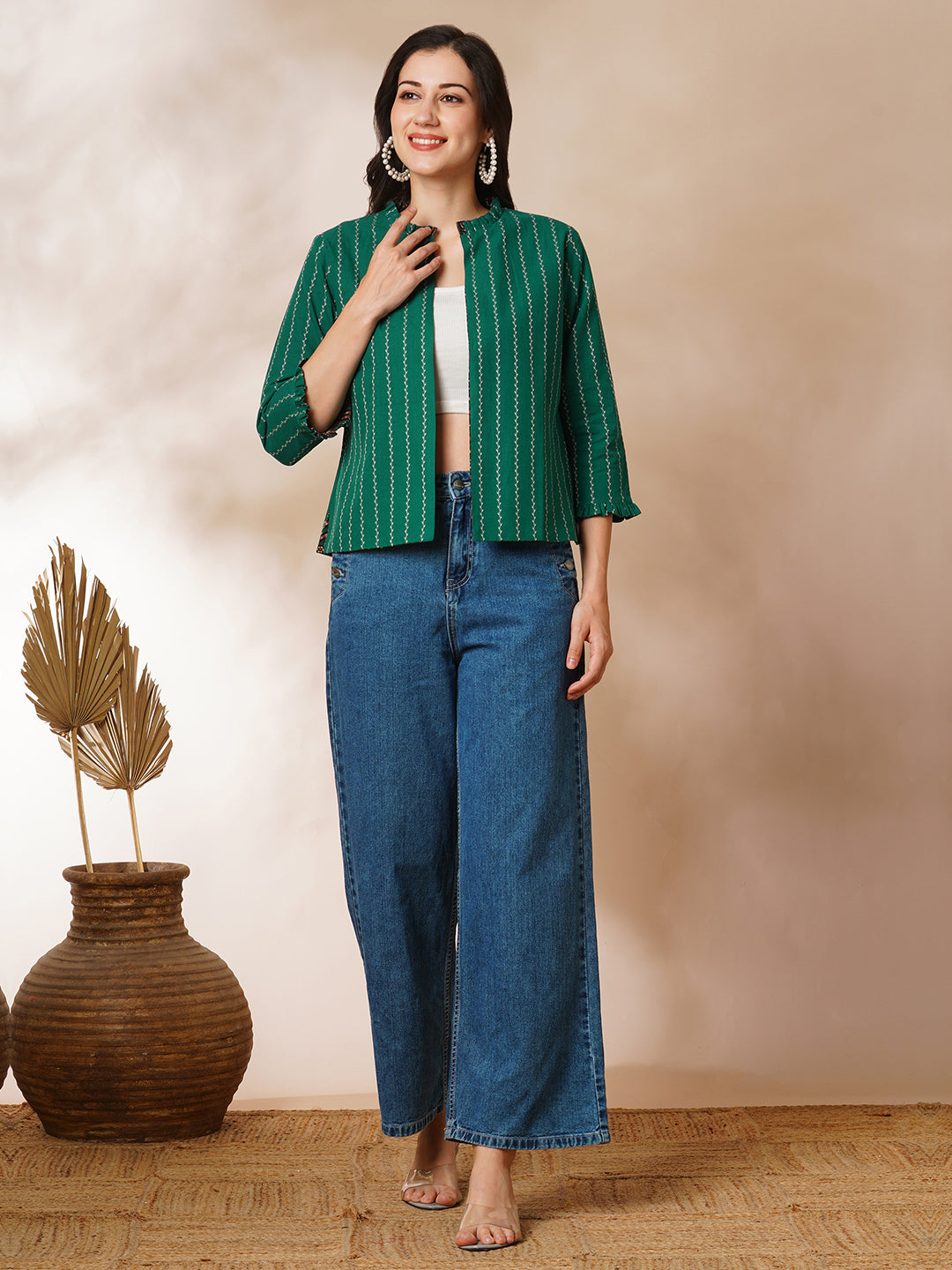 Reversible Short Jacket with traditional hand crafted daub block print