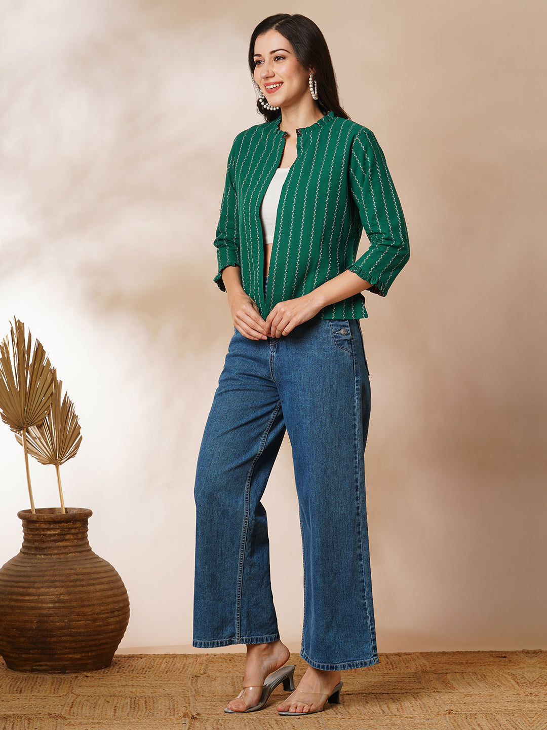 Reversible Short Jacket with traditional hand crafted daub block print