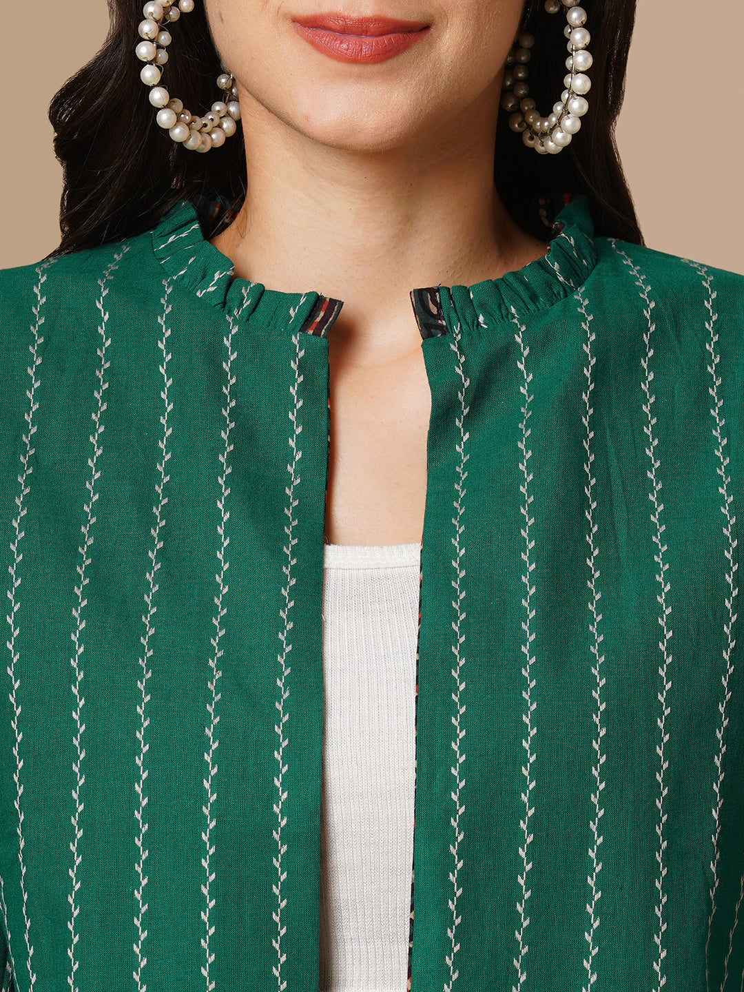 Reversible Short Jacket with traditional hand crafted daub block print