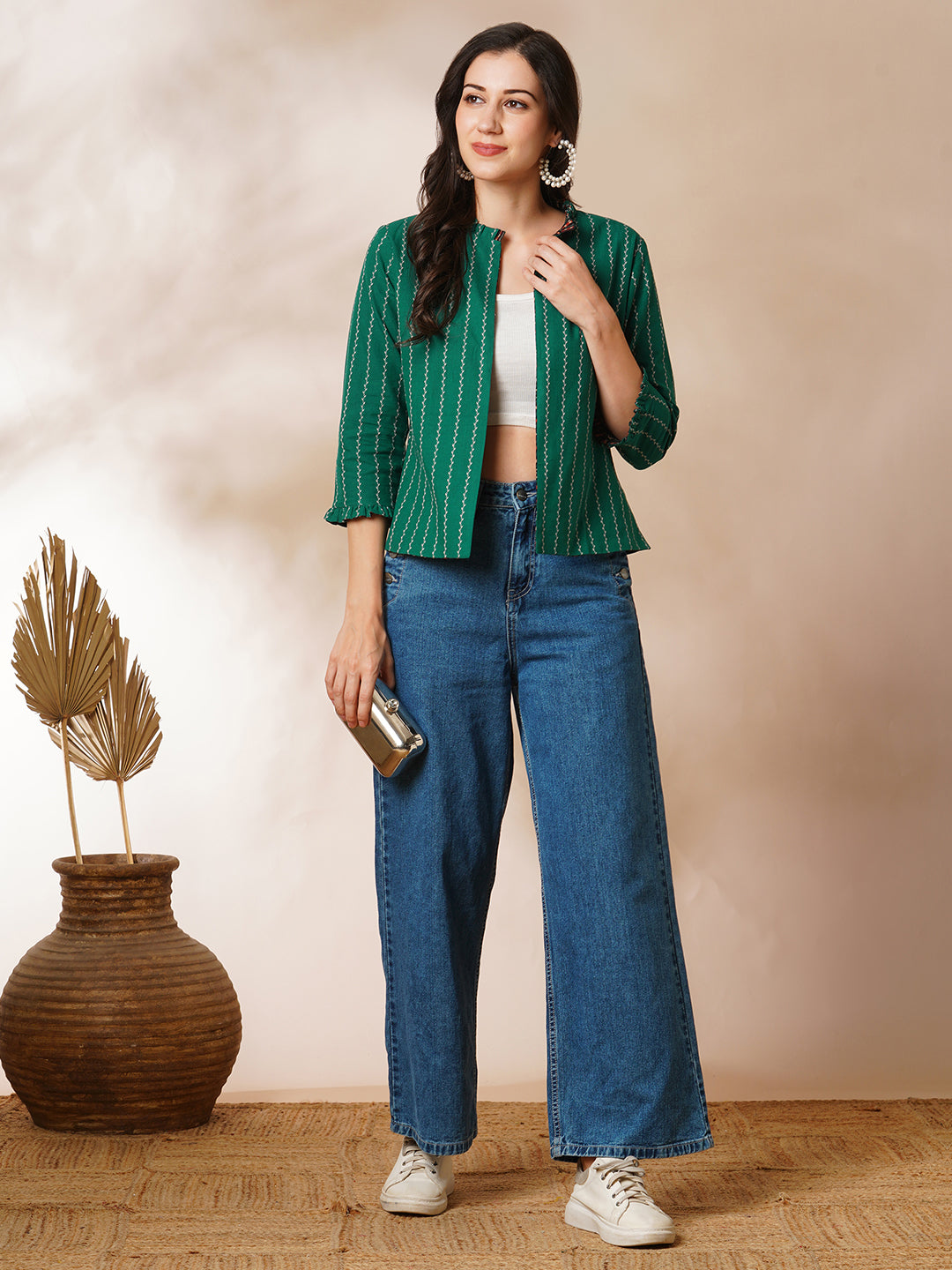 Reversible Short Jacket with traditional hand crafted daub block print