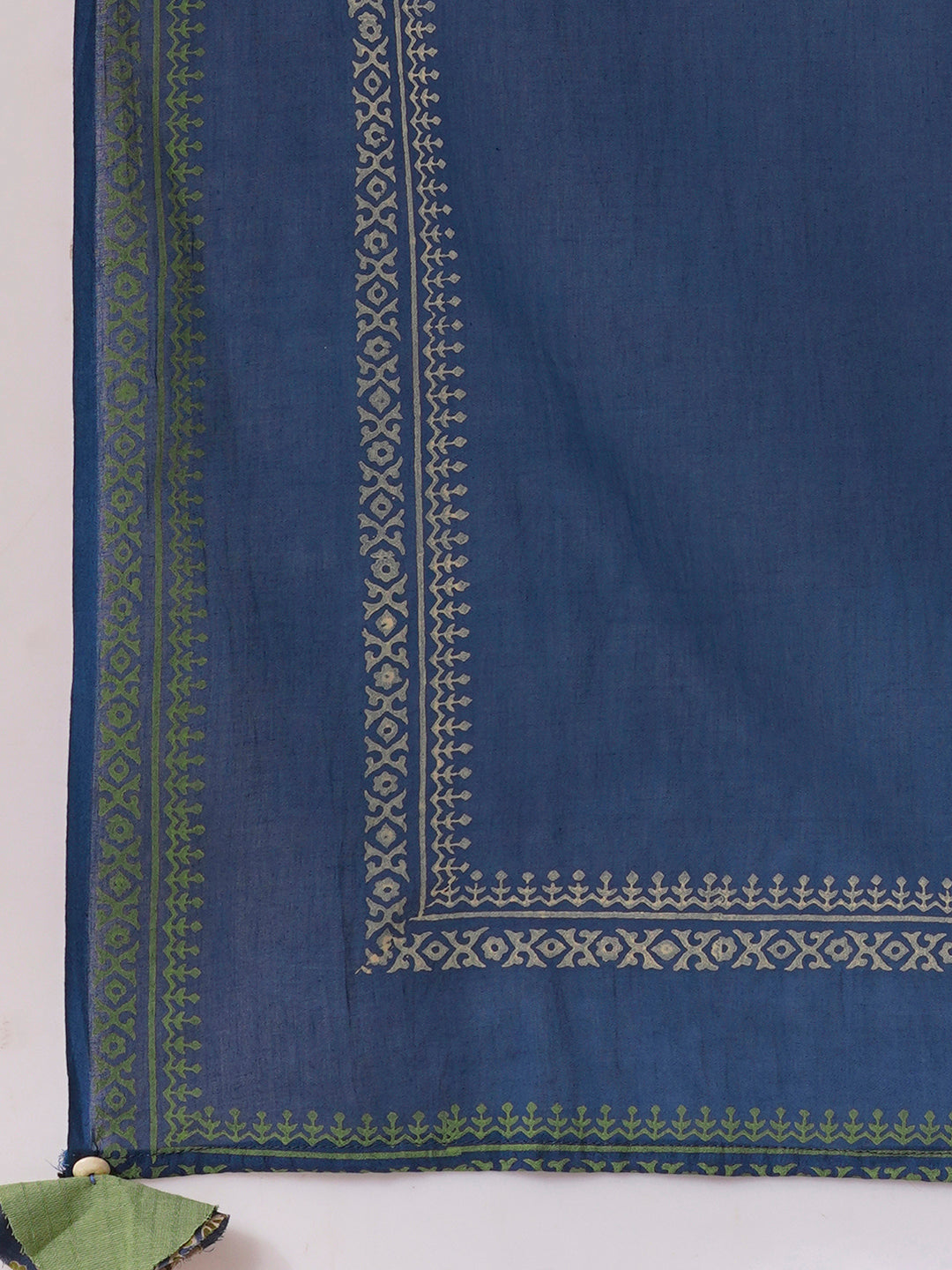 Block printed kurta suit set with printed dupatta and printed pant.