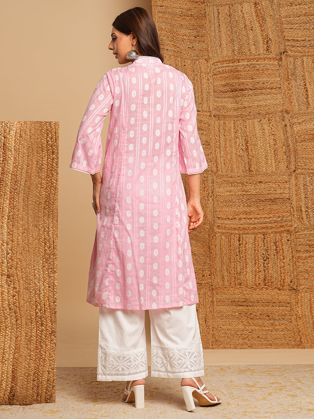 Elegant Flared Kurta in Woven Cotton Fabric Featuring Soft Gathering & Hand Embroidery