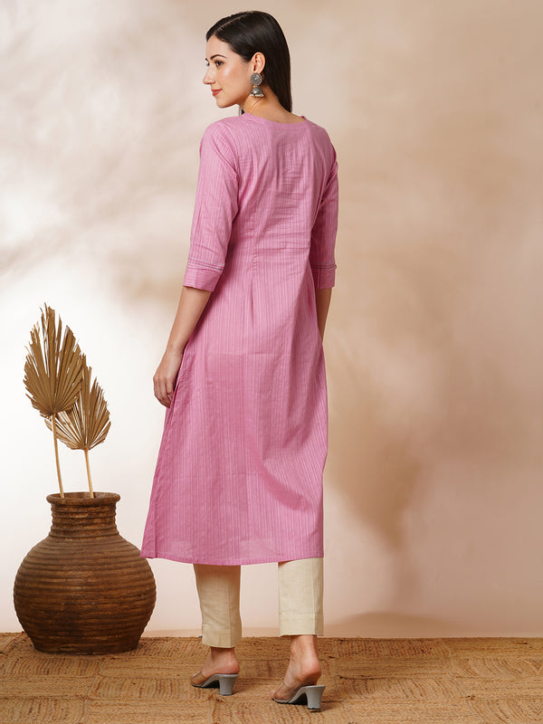 A-line kurta with beautifully embroidered yoke with beadwork detailing.