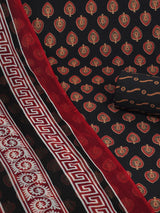 Black Unstitched printed suits set with coordinated with printed dupatta.