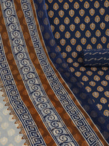 Blue Unstitched printed suits set with coordinated with printed dupatta.