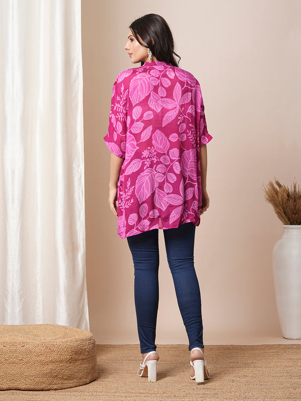 Floral Printed flared half sleeve top.