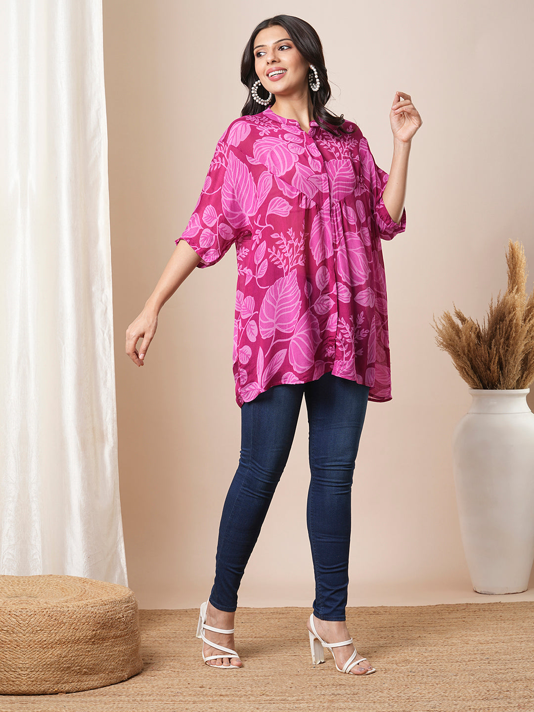Floral Printed flared half sleeve top